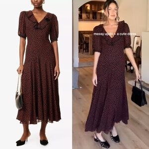 NWT Reformation Viral Women's Evra Lace Trim Open Back Maxi Dress Size 2